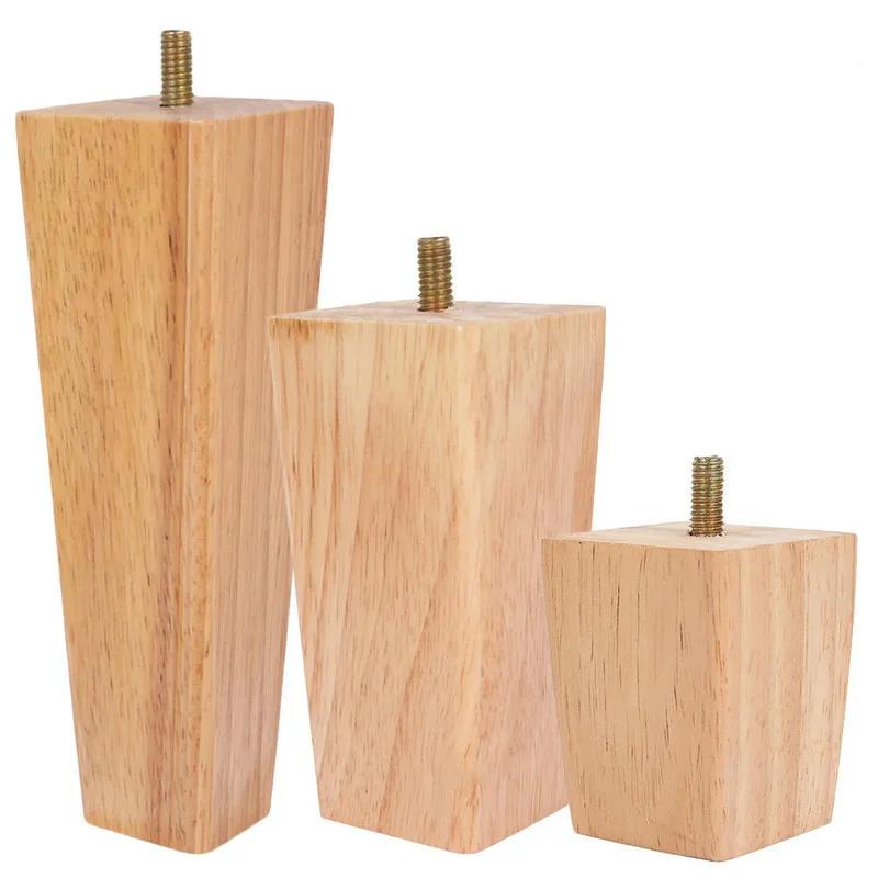 Pieds carrés pour meubles en bois massif, pieds pour canapé, armoires, lits, table settcopique, acce