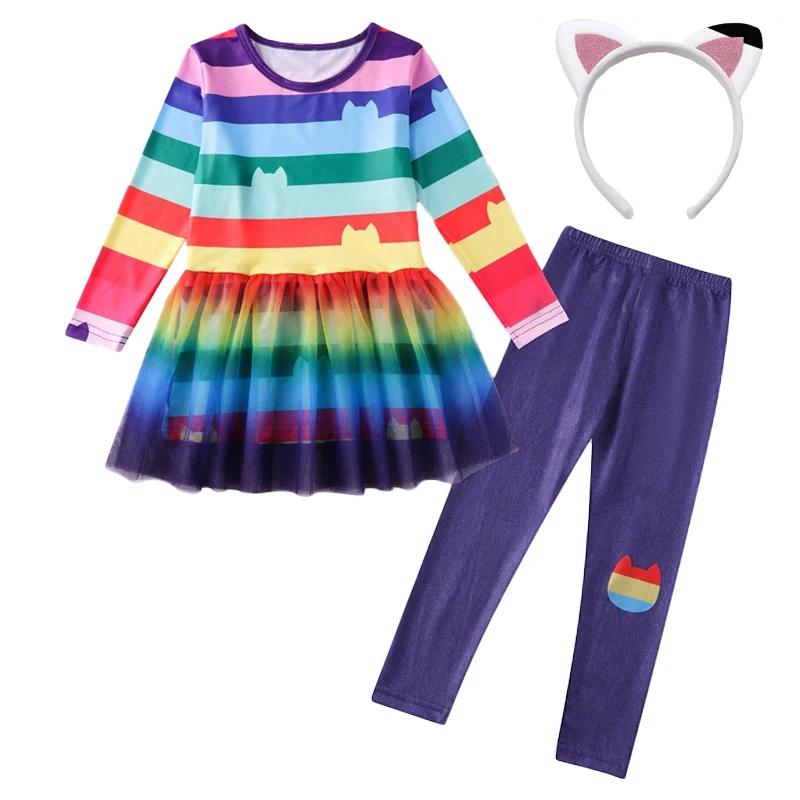 LZH Gabby's Dollhouse – ensemble robes + pantalons pour filles, vêtements d'automne pour enfants, Co