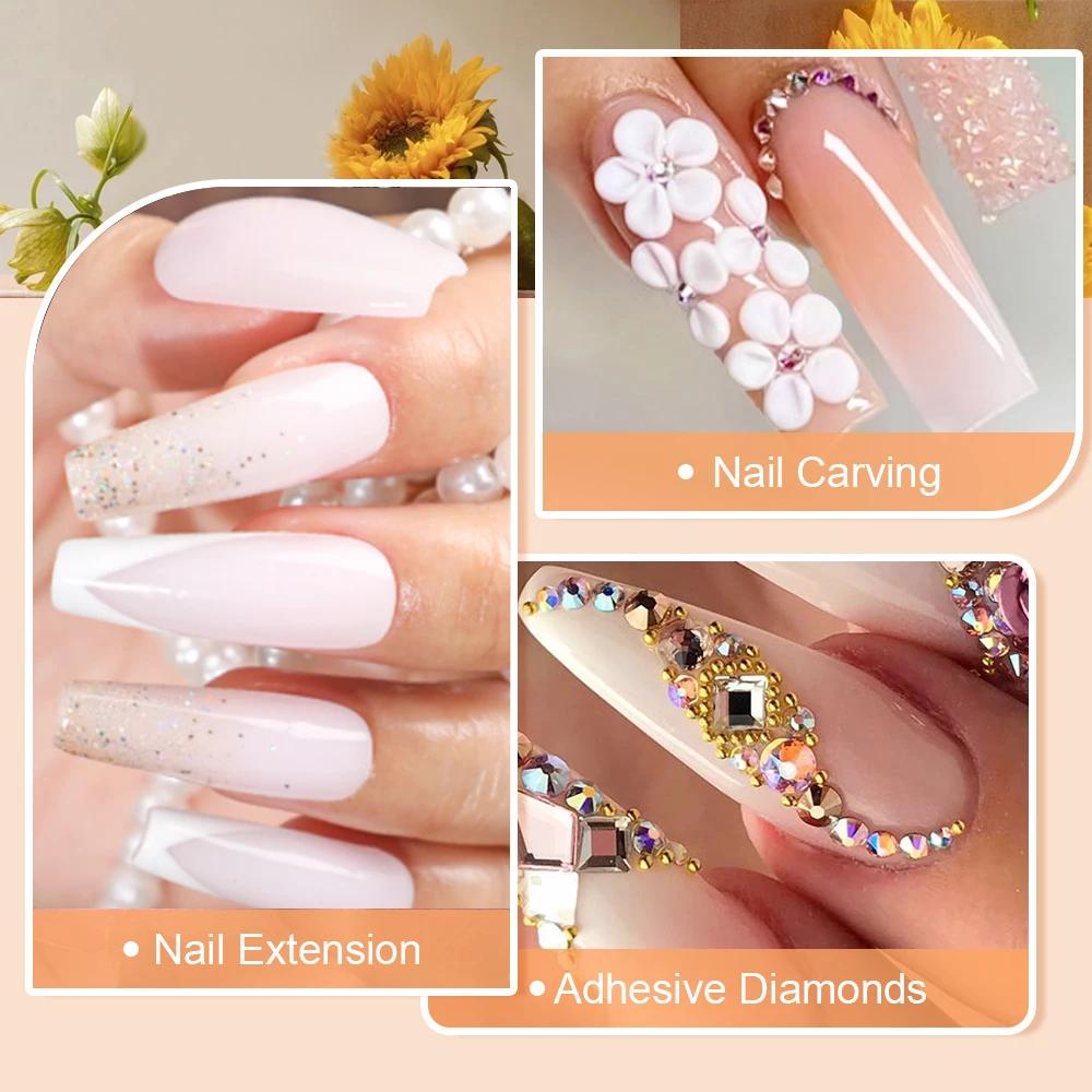 Ensemble de poudre acrylique cristal et monomère liquide, décoration pour manucure, paillettes pour