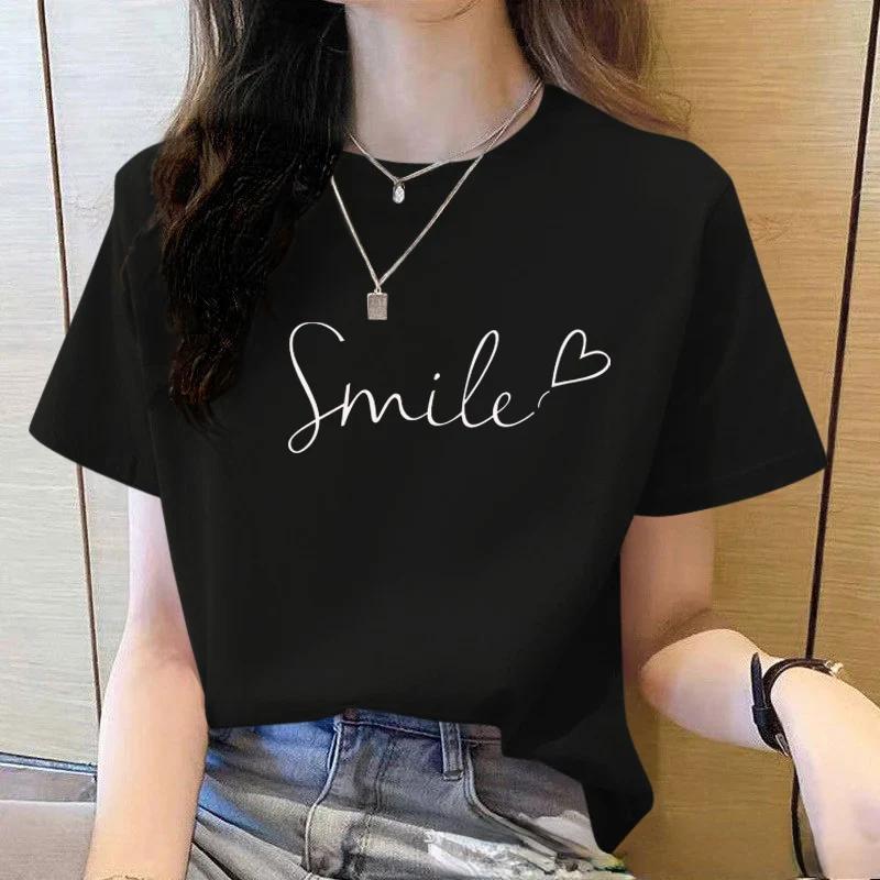 2025 été ample femmes T-Shirt de haute qualité col rond couleur unie à manches courtes femmes vêteme