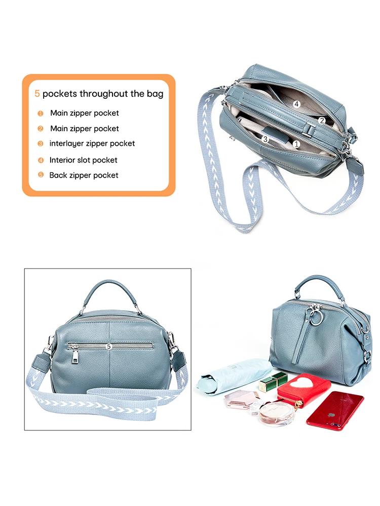 Zency élégant sac à main en cuir véritable femmes sac à bandoulière grande capacité Simple moyen sac