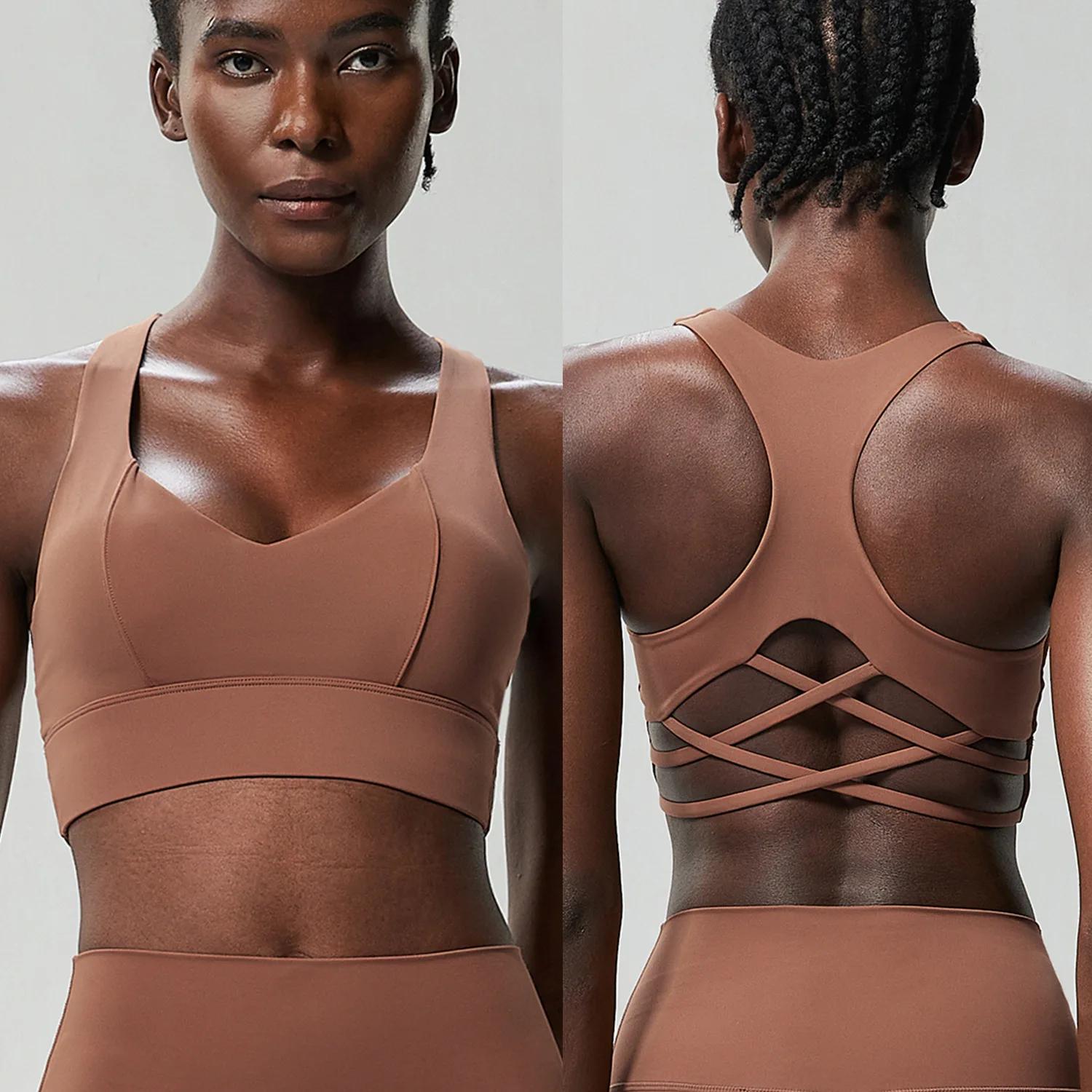 Soutien-gorge de sport femme extensible doux push-up haute performance Yoga gym