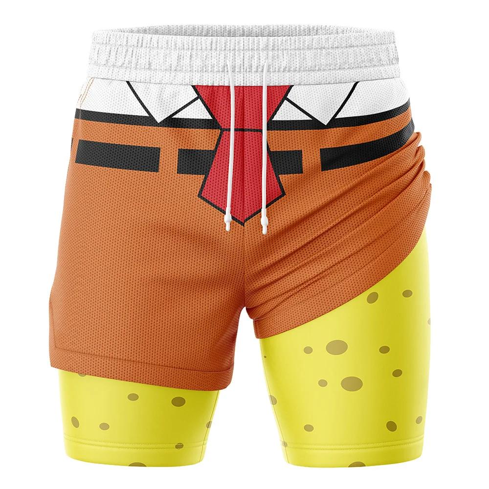 Potdemiel SpongeBob Short d'entraînement 2 en 1 pour adultes et enfants, short de plage léger et con