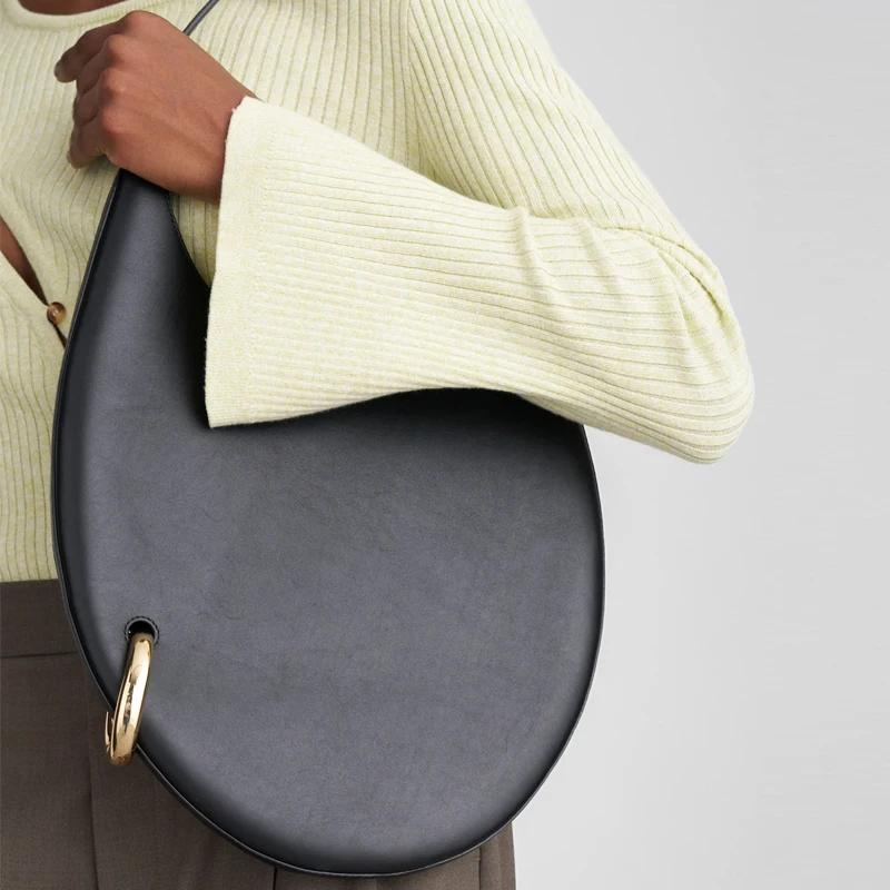 Sacs à main demi-lune fins en cuir véritable personnalisés avec initiales pour femmes sacs à main et