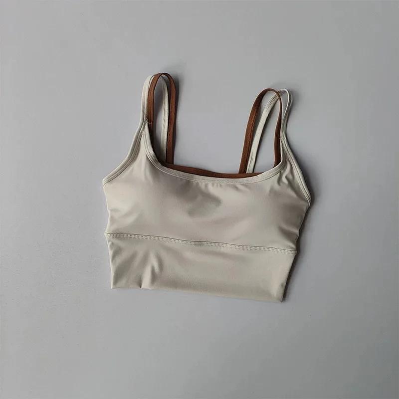 Soutien-gorge de sport de yoga pour femmes, bretelles avec design bloquant les couleurs, soutien-gor