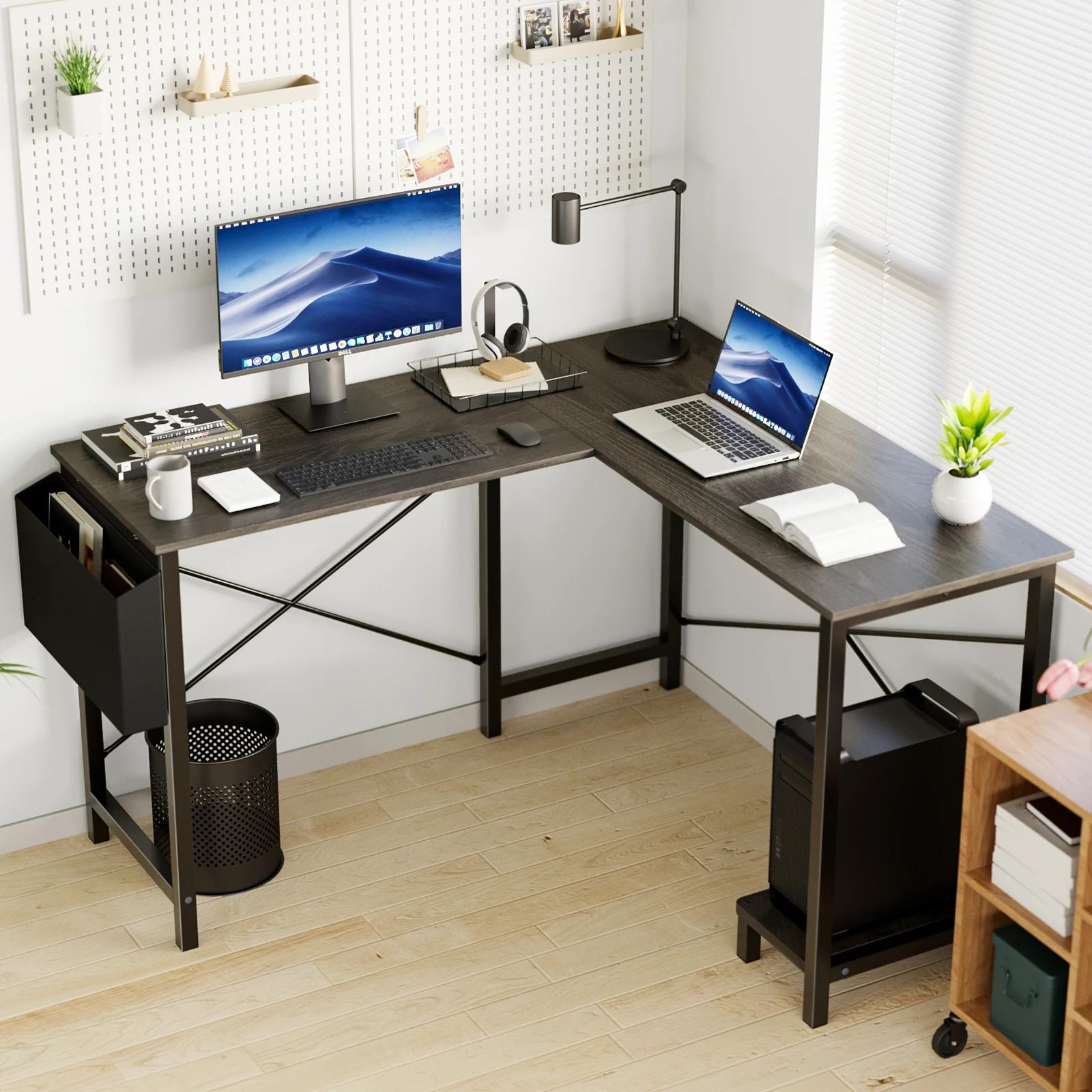 JHK coin de jeu 50 pouces bureau écriture PC Table en bois avec étagère de rangement CPU et sac laté