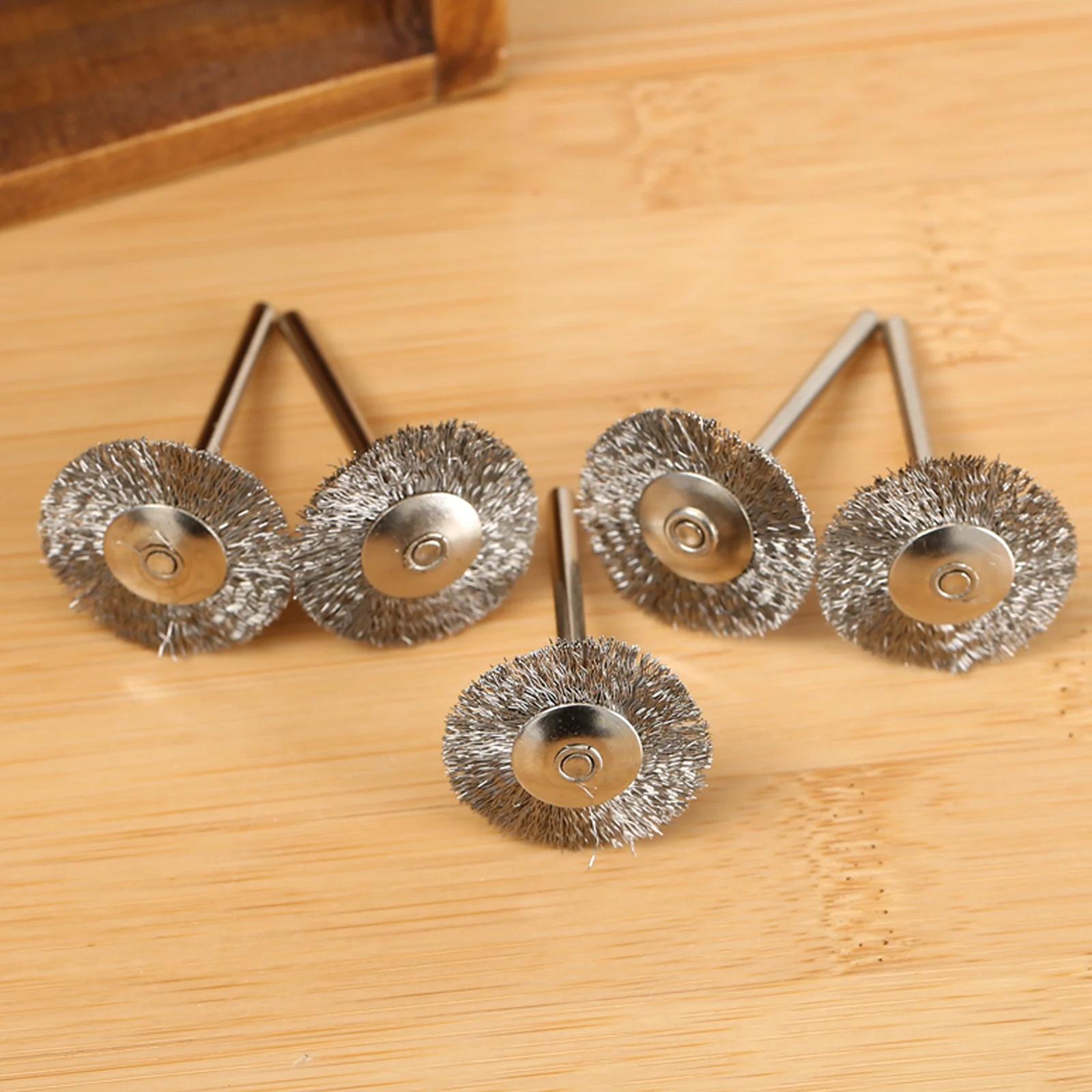 Jeu de brosses à roue métallique en acier inoxydable, 25mm, pour Mini perceuse, meuleuse, outils rot