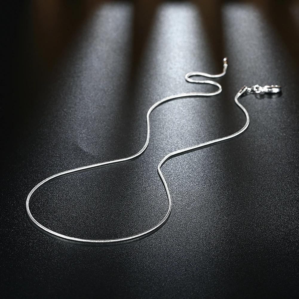 Collier chaîne serpent en argent sterling 925, 1MM, pour femmes et hommes, 16-30 pouces, à la mode,