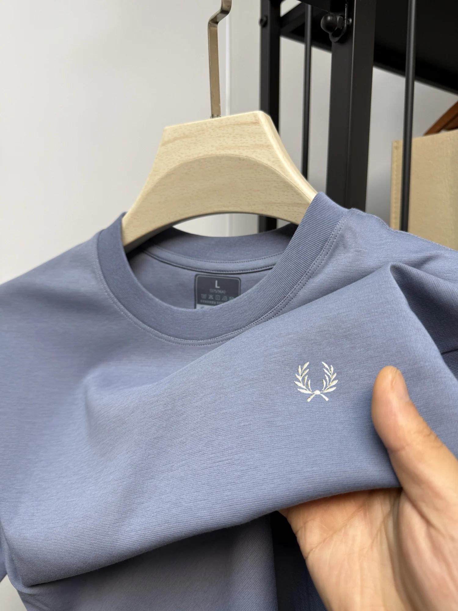 T-shirt à col rond brodé pour hommes, tendance et exquis, à la mode, classique, confortable et respi