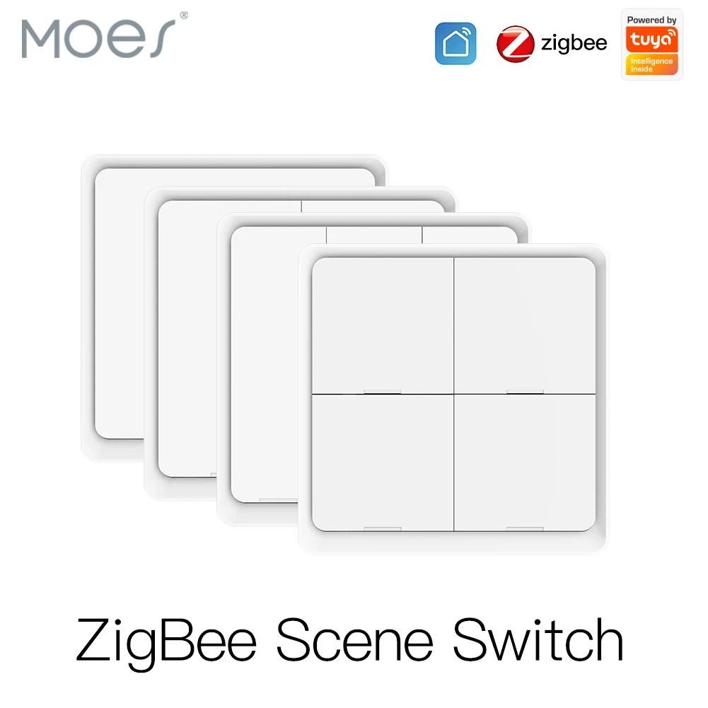 MOES 4 Gang Tuya ZigBee sans fil 12 scène interrupteur bouton poussoir contrôleur alimenté par batte