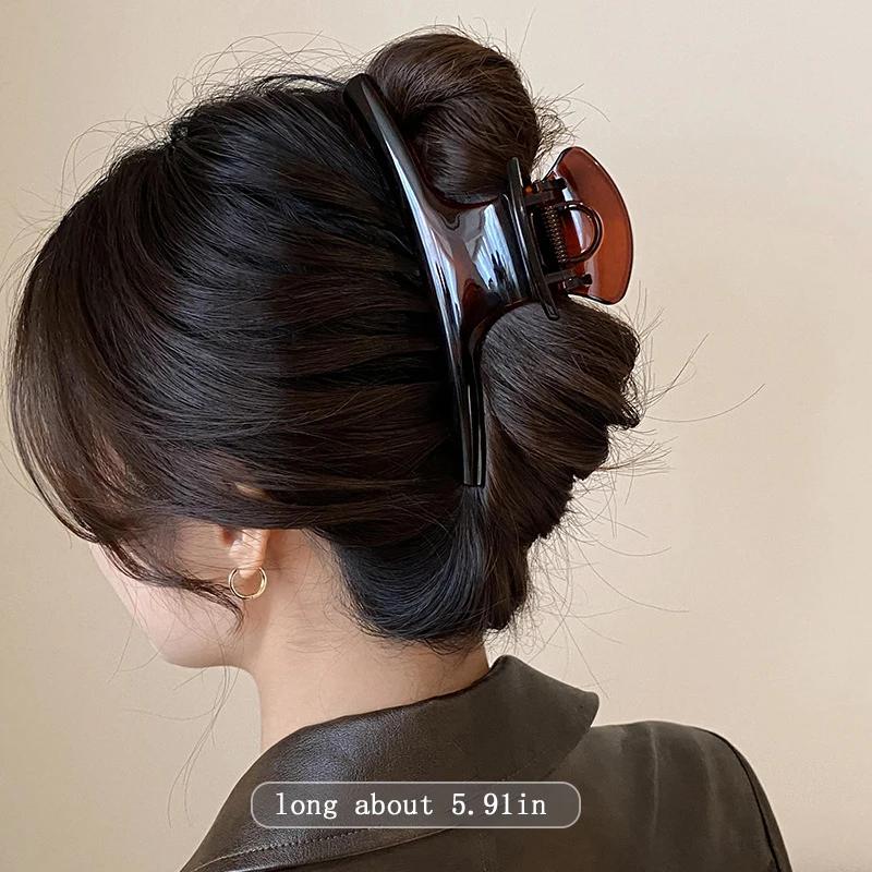 Pince à cheveux élégante et solide de 5,91 pouces pour femmes, accessoire pour cheveux longs et épai