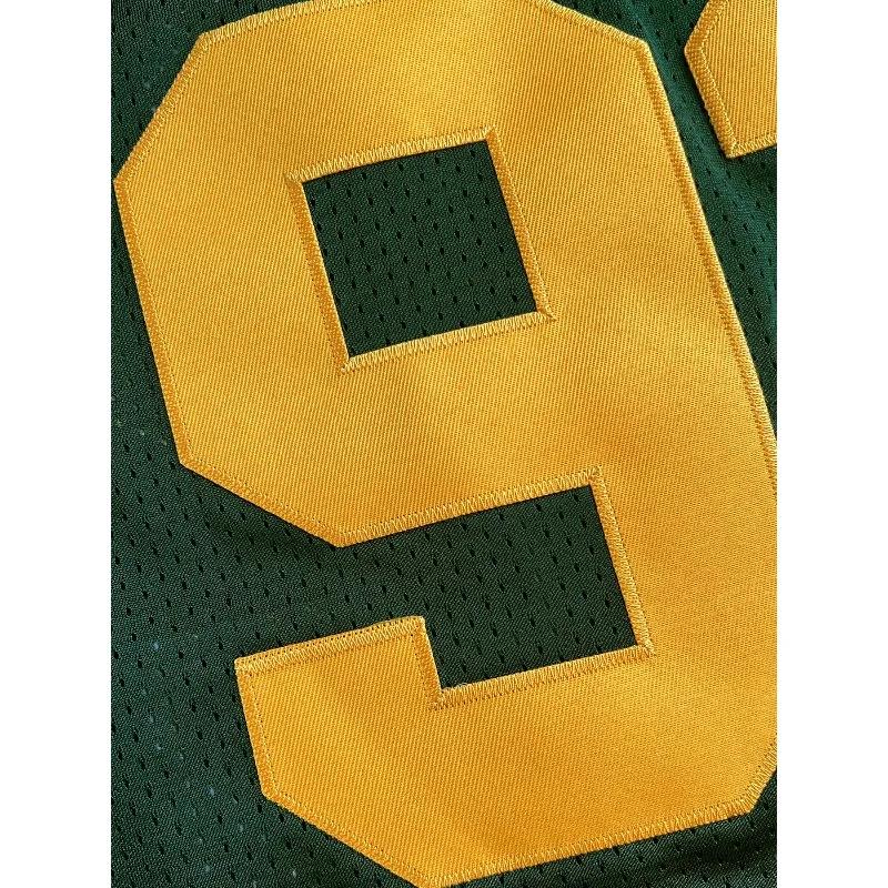 Vert pour hommes # 92 Maillot de rugby américain orné d'or/jaune – Chemise de sport ample et respira