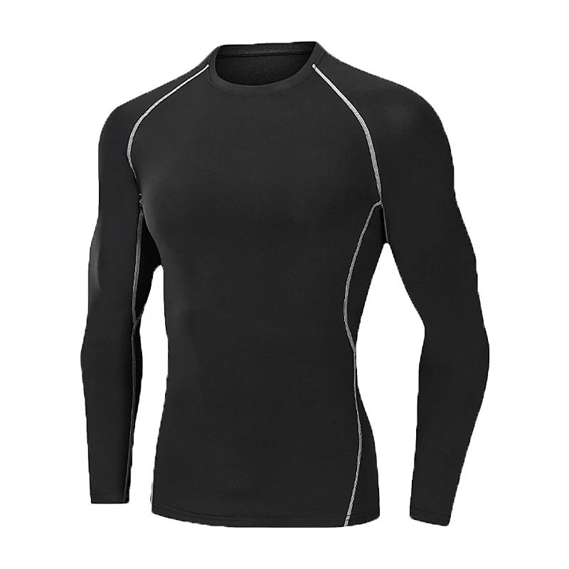 Haut de sport moulant à manches longues pour homme, fin, à séchage rapide, très élastique, adapté au