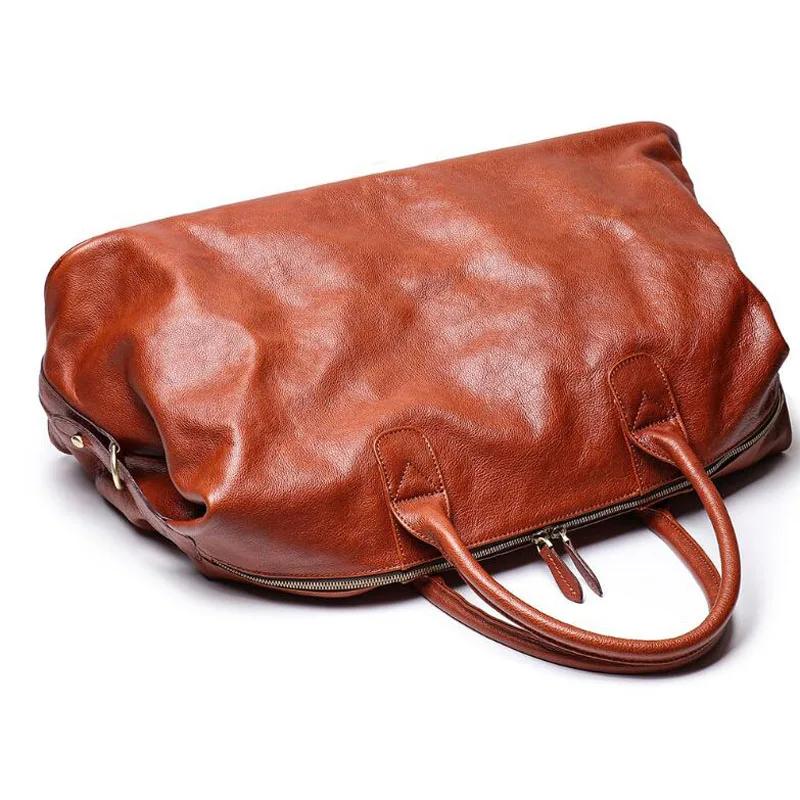 Sac de voyage de luxe en cuir véritable pour hommes, sac à bagages polochon de grande capacité, sac