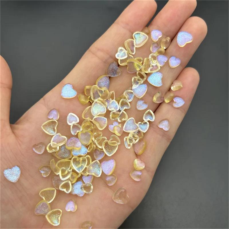 50 pièces accessoires résine Kawaii Nail Art breloques dessin animé coeur décorations d'ongles taill