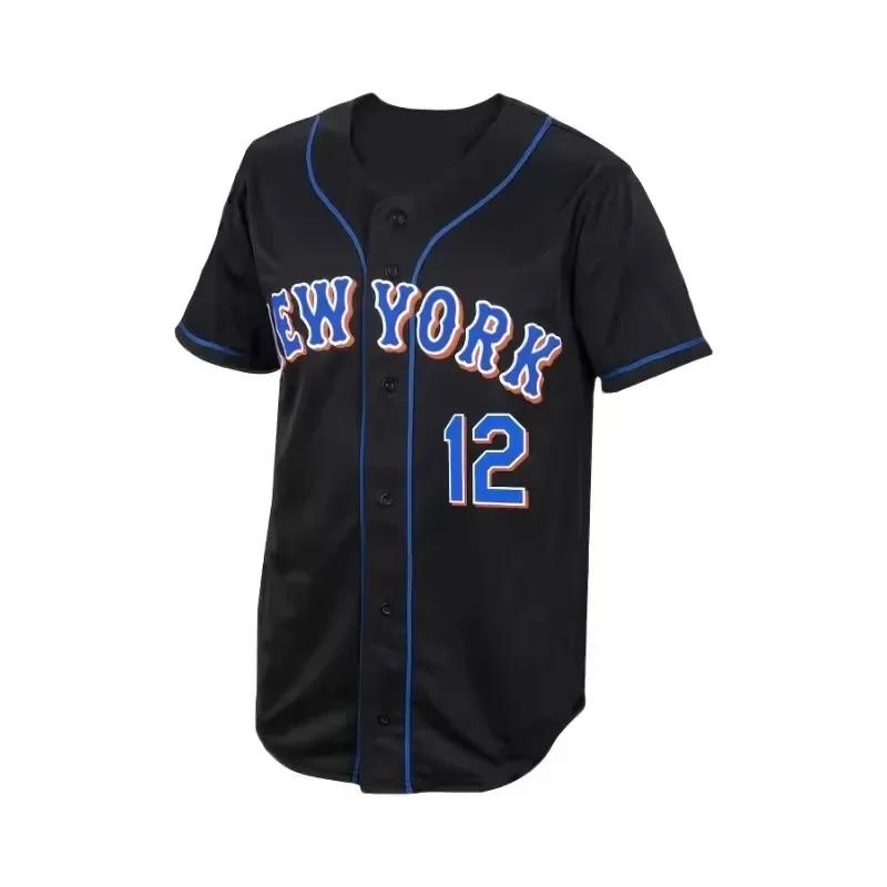 Maillot de baseball brodé à col en V pour hommes de New York, chemise de baseball respirante à manch