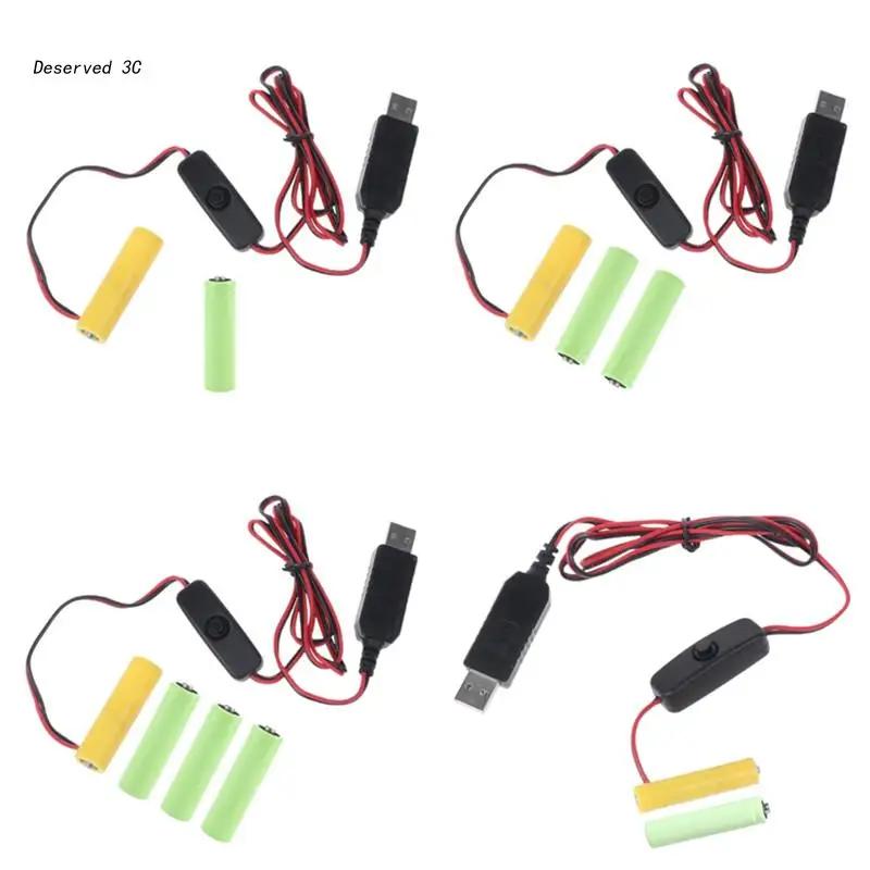 Câble d'alimentation USB universel 3/4.5/6V, AA LR6 3V, éliminateur de piles AAA, avec interrupteur