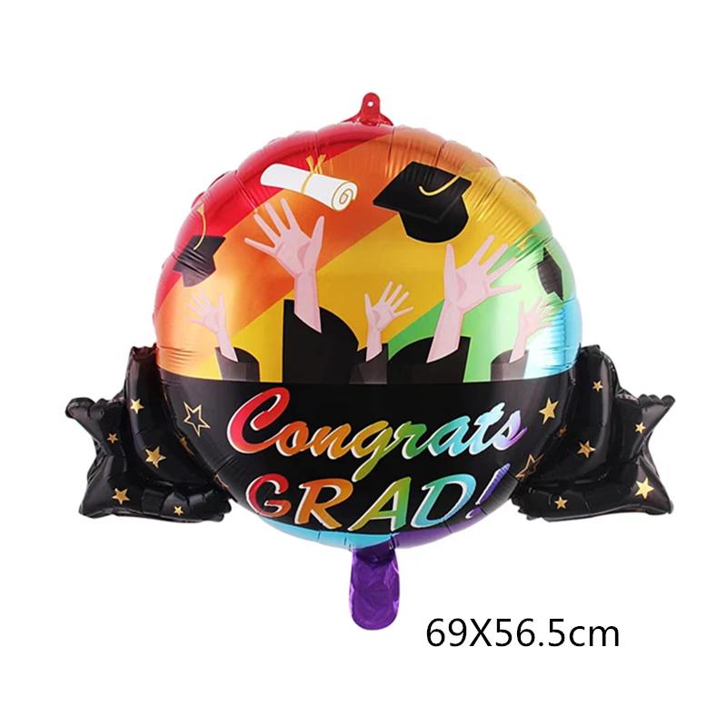 Nouveau ballon en aluminium en forme de chapeau de diplômé 2026, motif soleil et gypsophile, idéal p