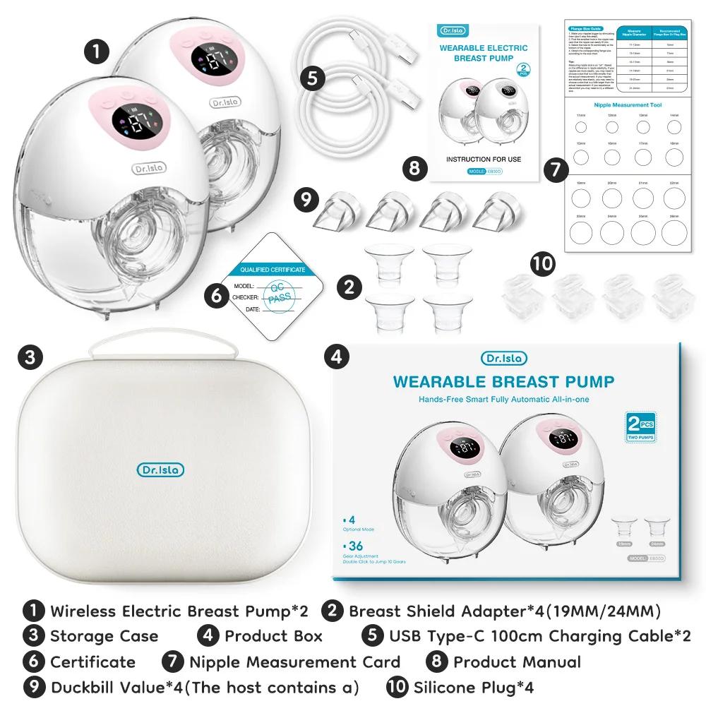 MAMIJOY 2 pièces tire-lait électrique portable 4 Modes 36 niveaux d'aspiration silencieux anti-fuite