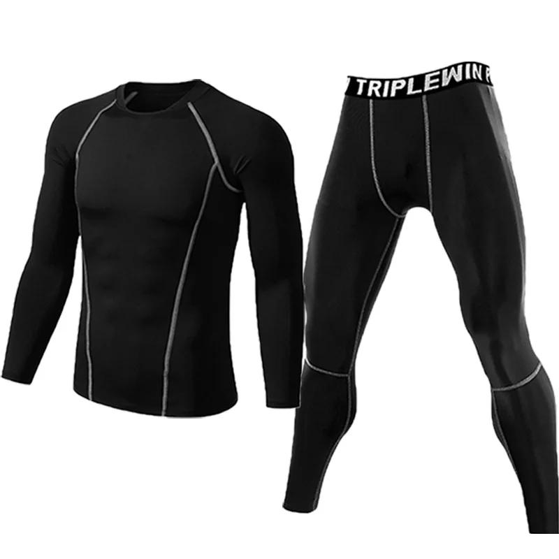 Dean M-Survêtement de sport à manches longues pour homme, ensemble t-shirt et leggings de fitness, y