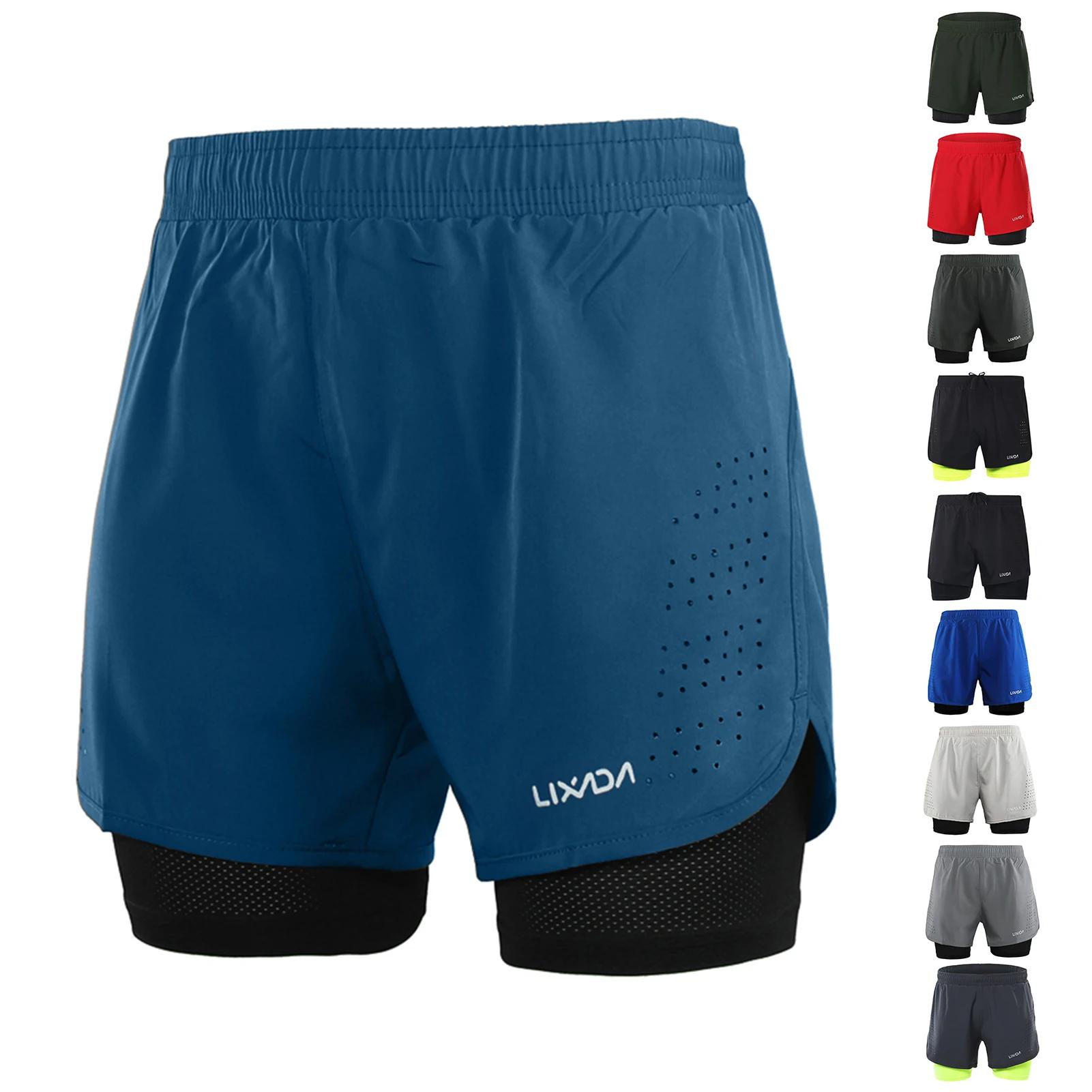 Lixada short de course 2 en 1 pour homme séchage rapide respirant entraînement actif exercice joggin