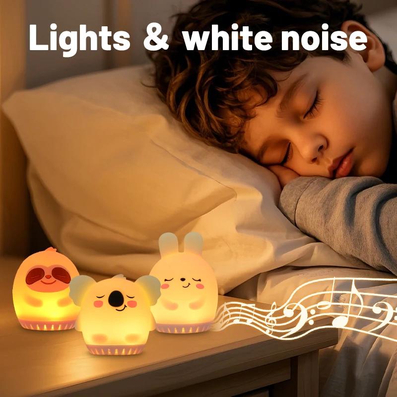 Mini lapin mignon, Machine à bruit blanc, veilleuse LED, 20 sons, musique pour bébé, aide au sommeil