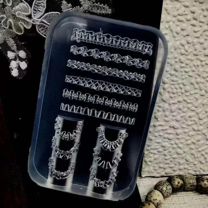 Jupe en dentelle française, soulagement 3D, moule pour Nail Art, modèle de sculpture en Silicone sou