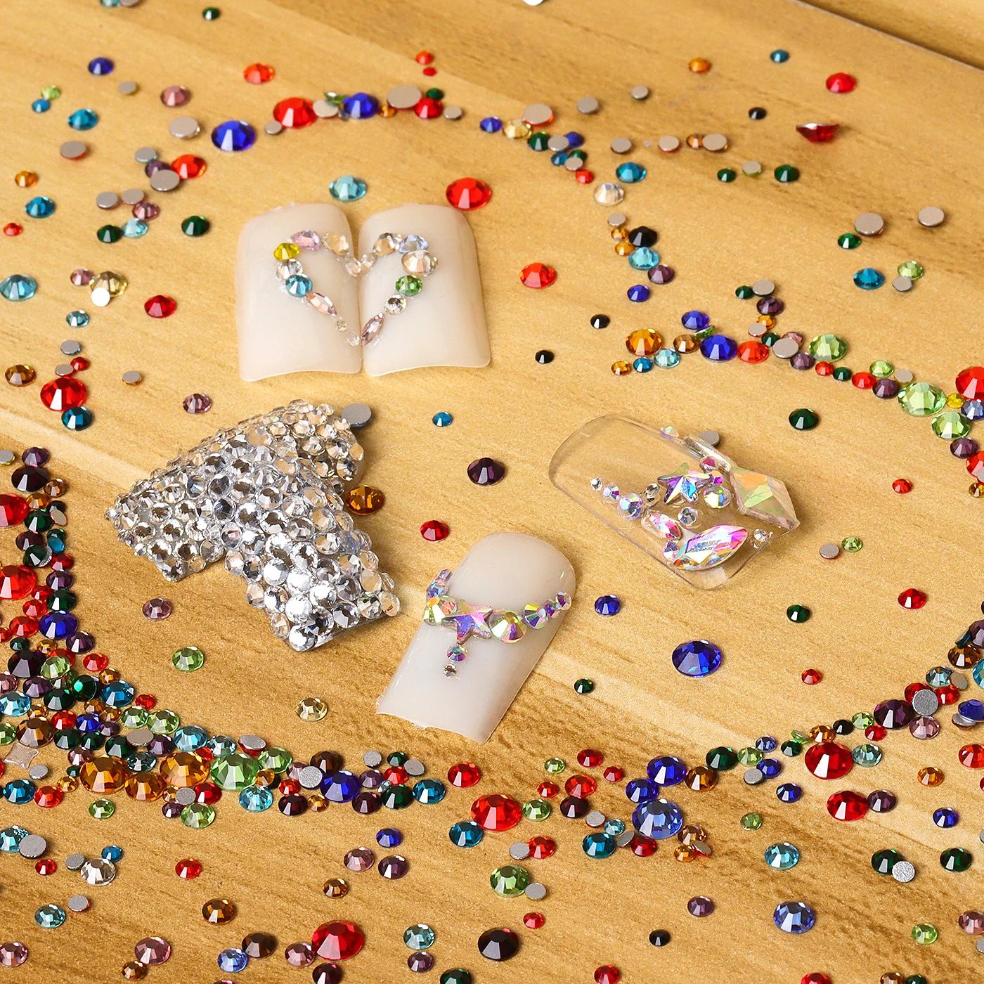 1440 pièces mélange taille verre Flatback strass paillettes cristal AB diamant rond Non correcteur c