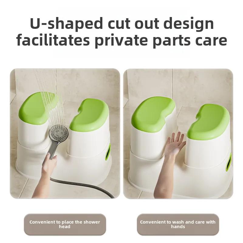 Tabouret de salle de bain en plastique, tabouret de bain creux en forme de U, chaise de toilette jap