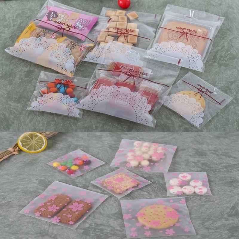 Sac plastique à motif paysage animal 100 pièces, sac cadeau de noël, sac à bonbons de mariage, sac a