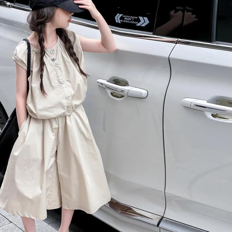 Ensemble tendance été 2026 pour filles, style coréen, jupe-pantalon large décontractée pour adolesce
