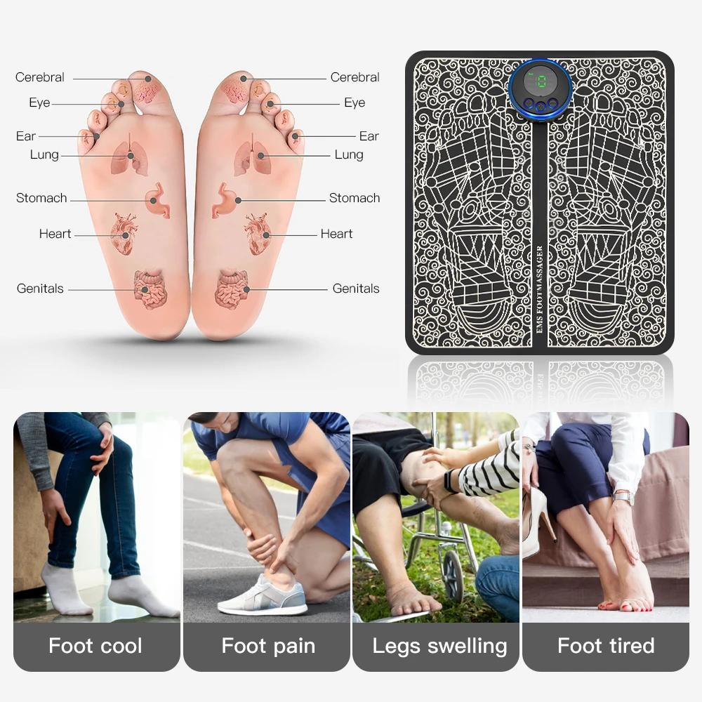 Coussin de Massage électrique EMS pour les pieds, soulagement de la douleur, relaxation des pieds, p