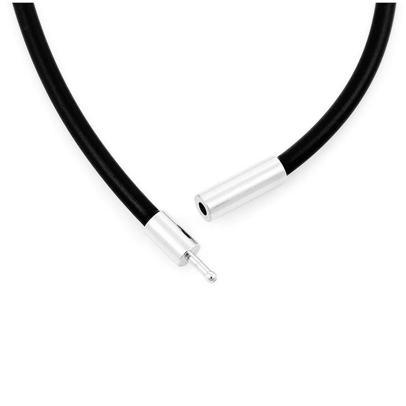 Collier en ULde peau pour homme, collier en alliage, noir, argent, largeur 2mm, longueur 51cm