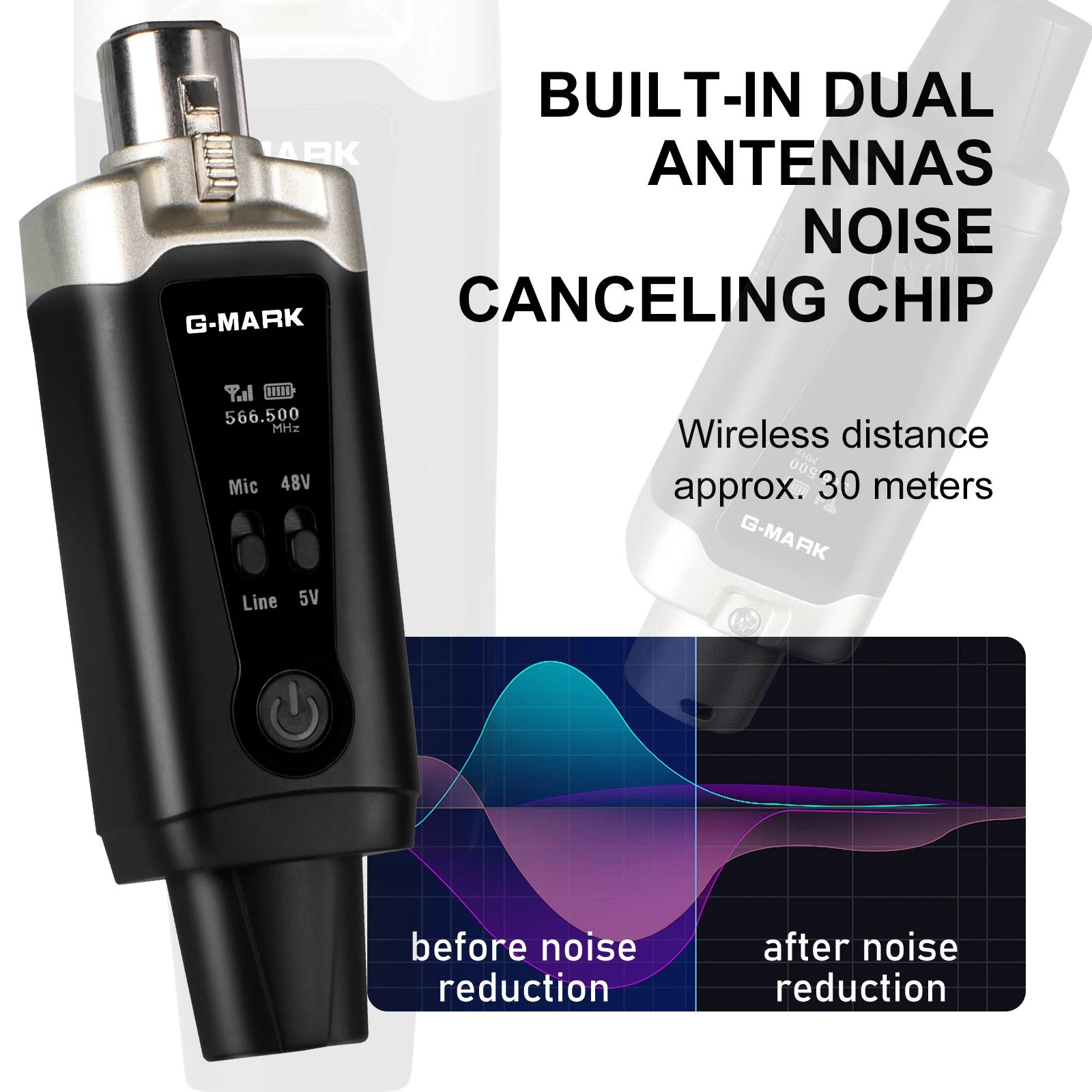 Système de Microphone sans fil G-MARK GX1.1, adaptateur XLR UHF, transmetteur et récepteur Audio à 1