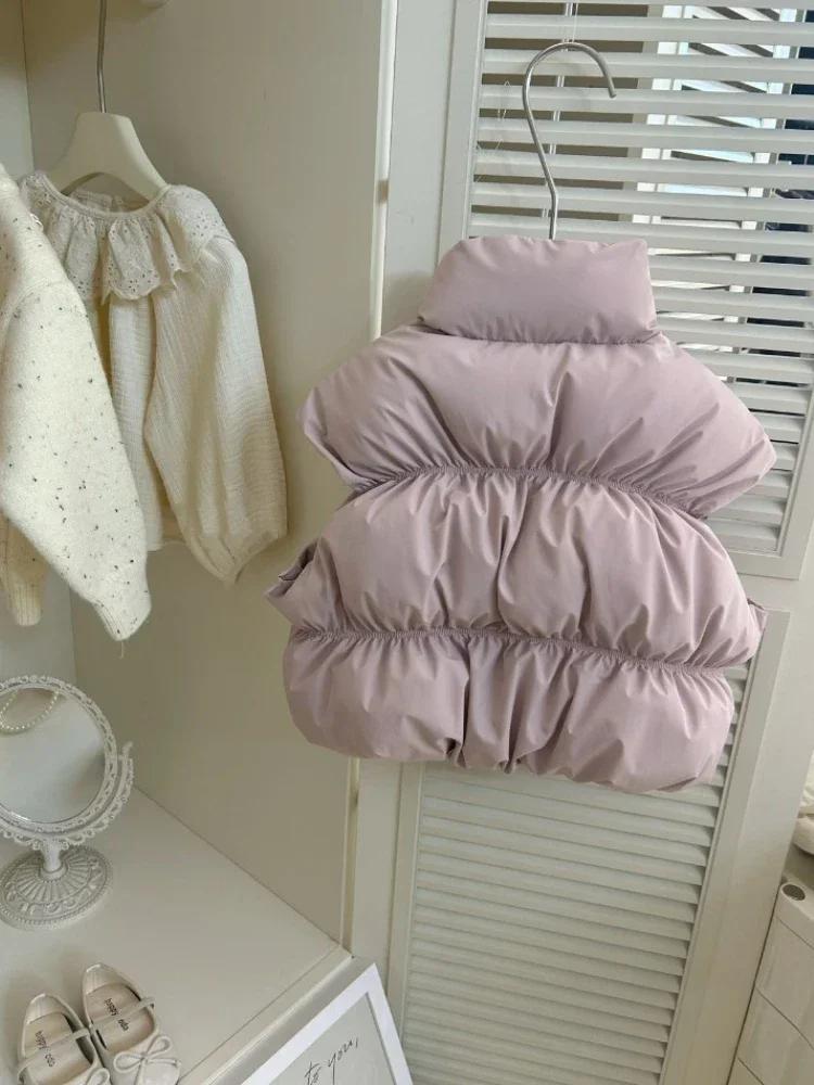 HoneyCherry filles couleur unie gilet automne et hiver nouveau à la mode enfants coton gilet hiver f
