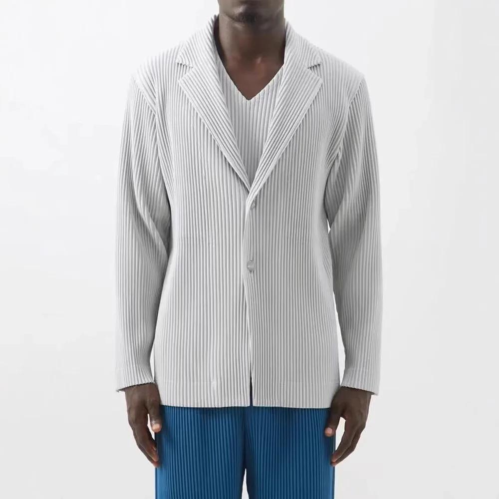 Miyake nouveau 2025 printemps costume à manches longues plissé plissé hommes veste revers plissé cou