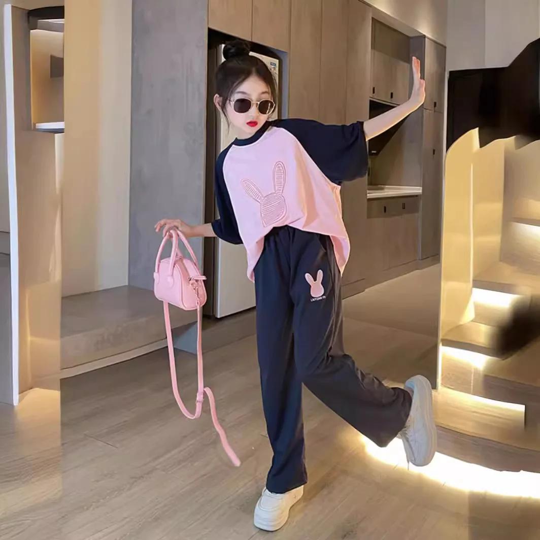 Filles sport deux pièces modèles d'été Style étranger nouvelles filles grande fille été à manches co