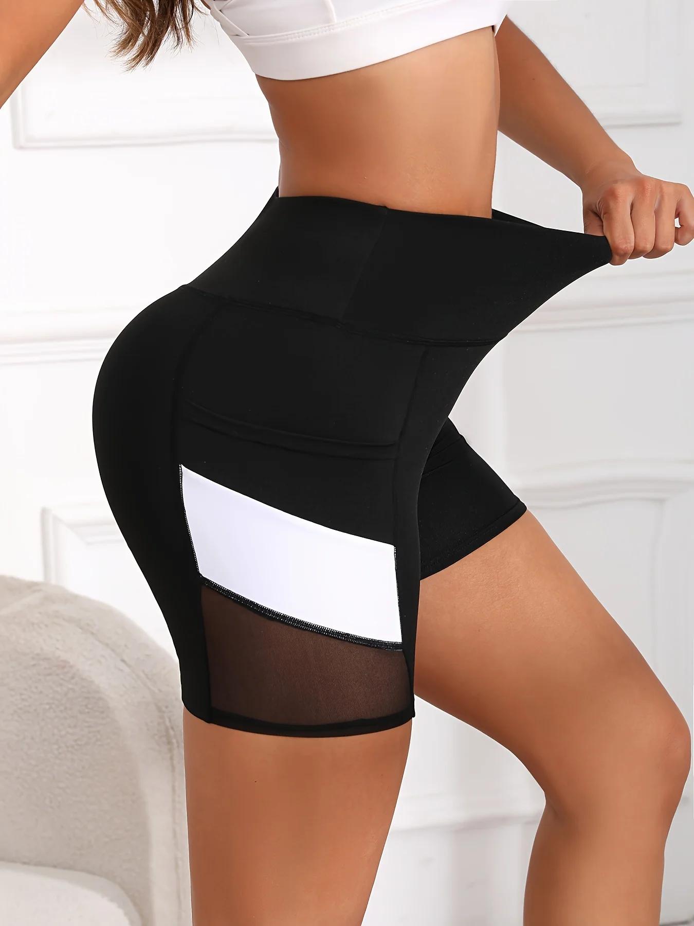 Short de yoga taille haute en maille pour femme avec poches - Confort et style pour vos séances d'exercice