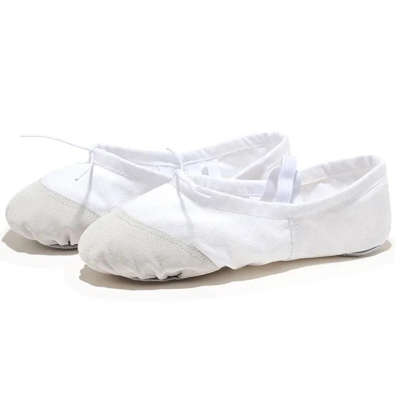 Chaussures de ballet plates en toile pour filles et femmes, souples, noires, rouges, blanches, roses
