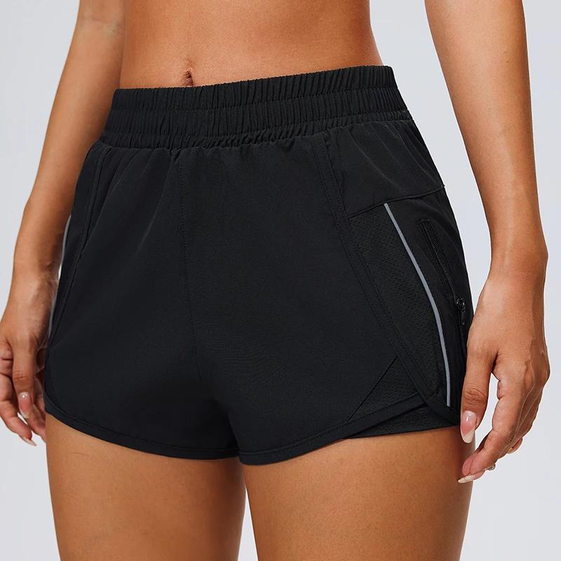Short de sport à poches, pantalon trois quarts ample de course pour femmes, doublure à séchage rapid