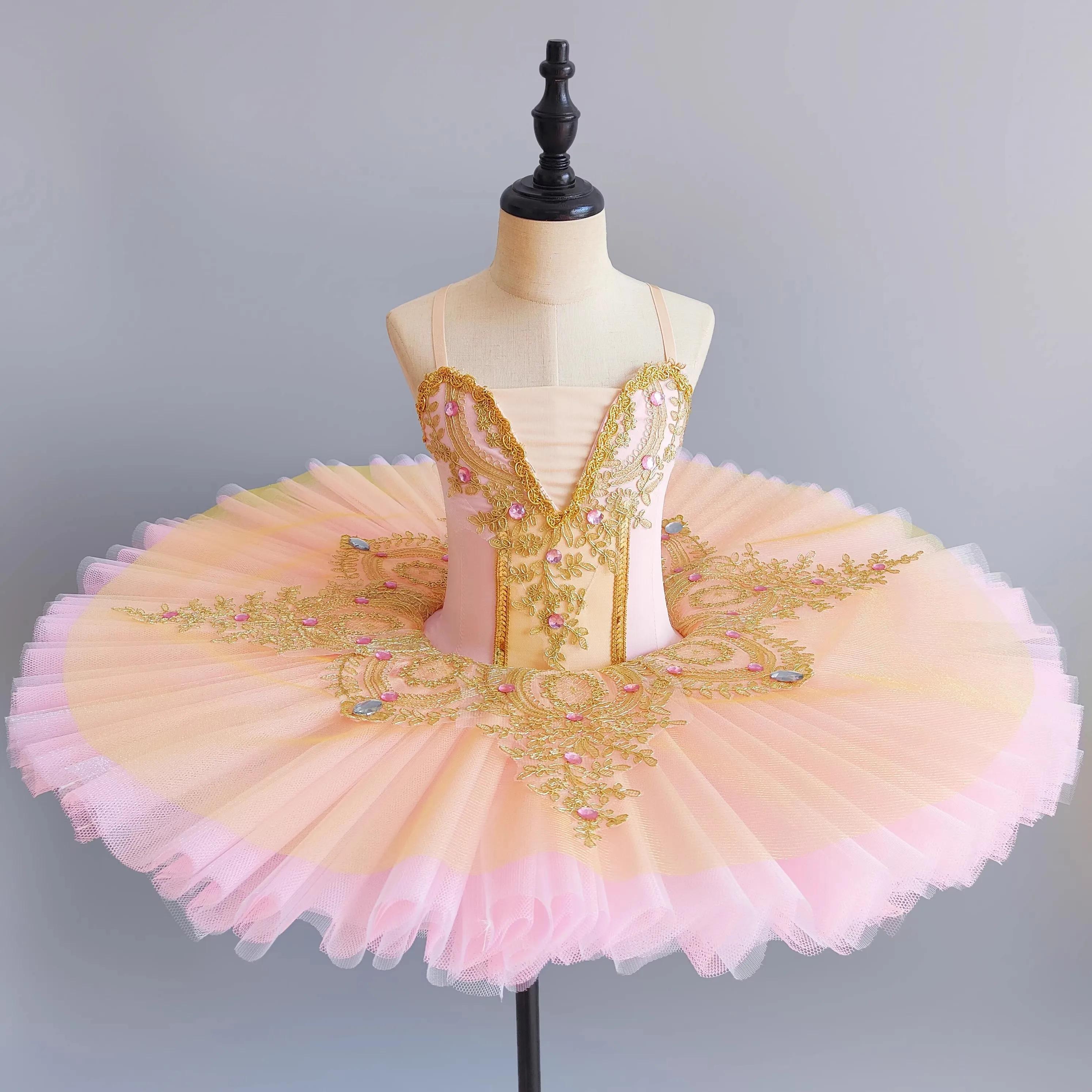 Tutu de Ballet professionnel pour filles, plateau bleu rose, crêpes, robe de soirée de ballerine, Co