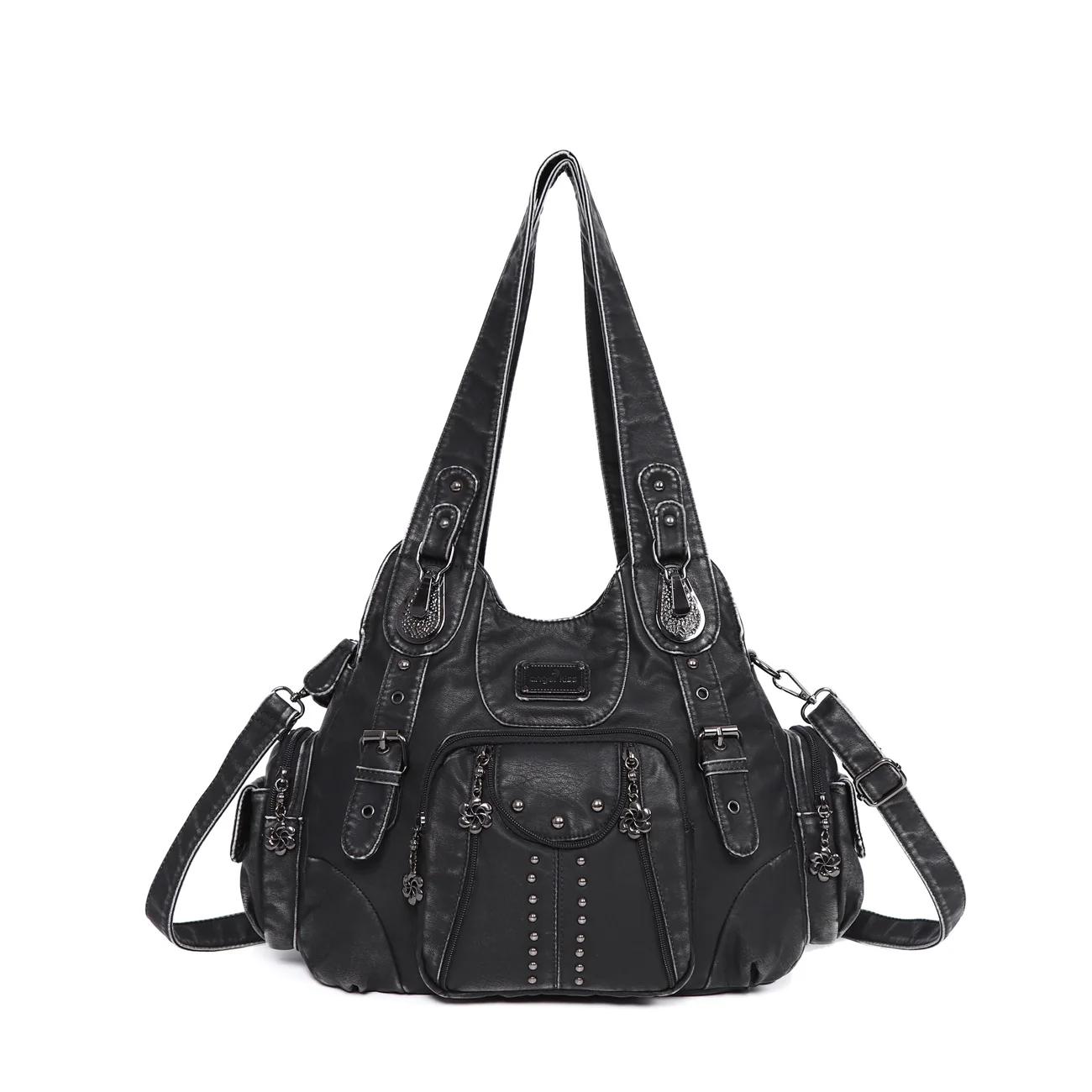 Sacs à main vintage pour femmes, sacs à bandoulière en cuir PU tendance, sacs à main de grande capac