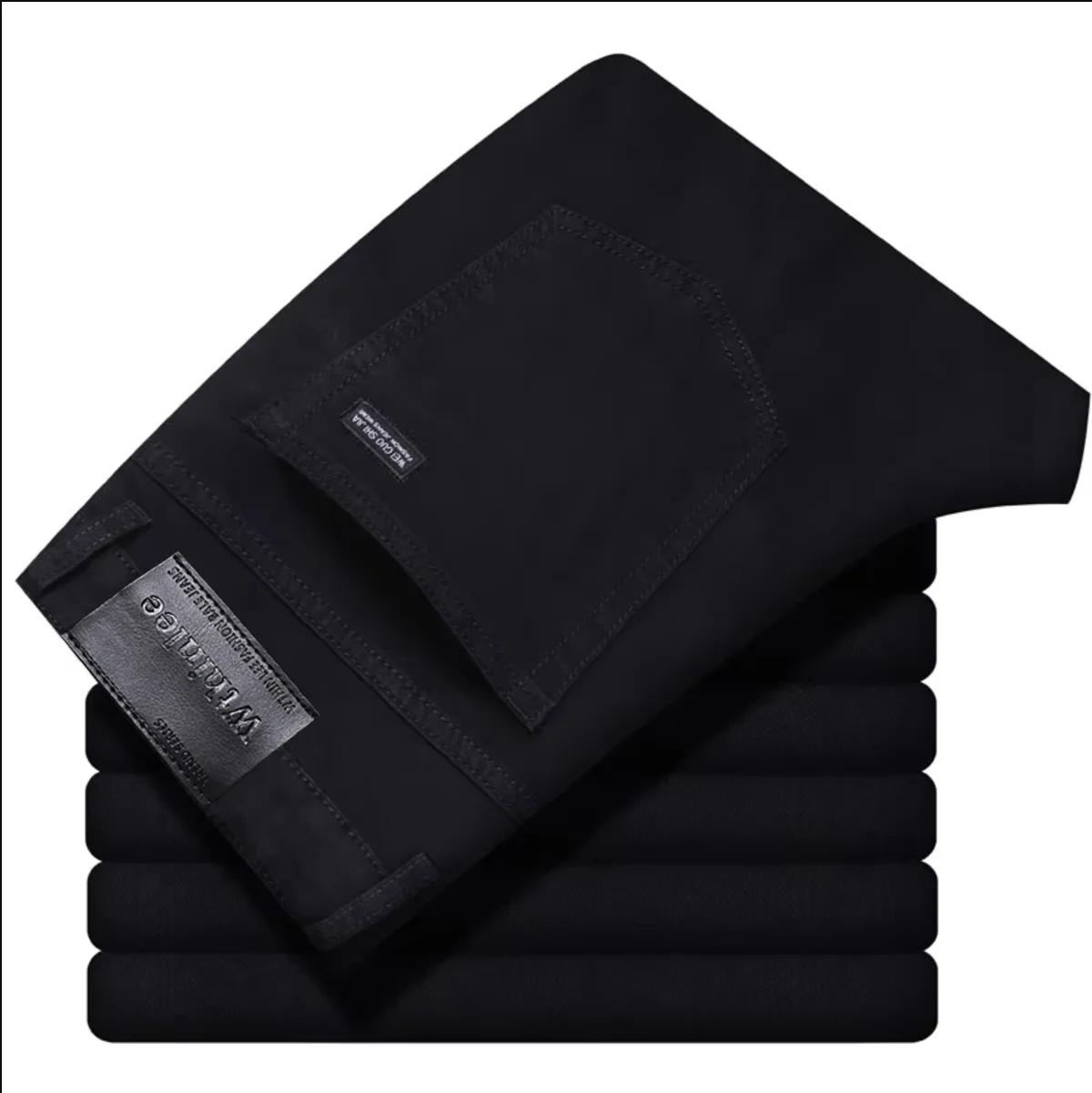 Wthinlee nouveaux hommes d'affaires jean polaire décontracté droit Stretch mode classique bleu noir