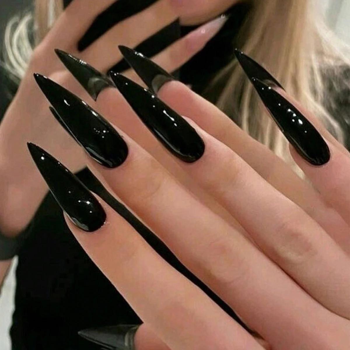 Transformez vos ongles avec 24 pièces Extra Long Stiletto Style français moderne classique Simple no
