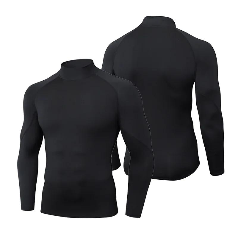 Chemise de Compression pour hommes, vêtements de cyclisme, chemise chaude à bascule, T-Shirt de Comp