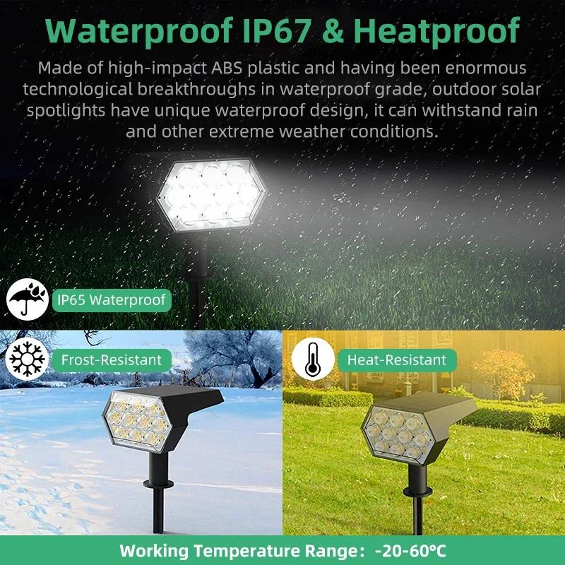 Spot Lumineux Solaire à 92 LED, Imperméable IP67, 2 en 1, Éclairage d'Extérieur, Idéal pour un Jardi