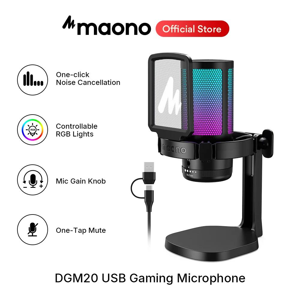 Microphone de jeu Maono DGM20, microphone USB à condensateur, micro de jeu RGB avec logiciel de rédu