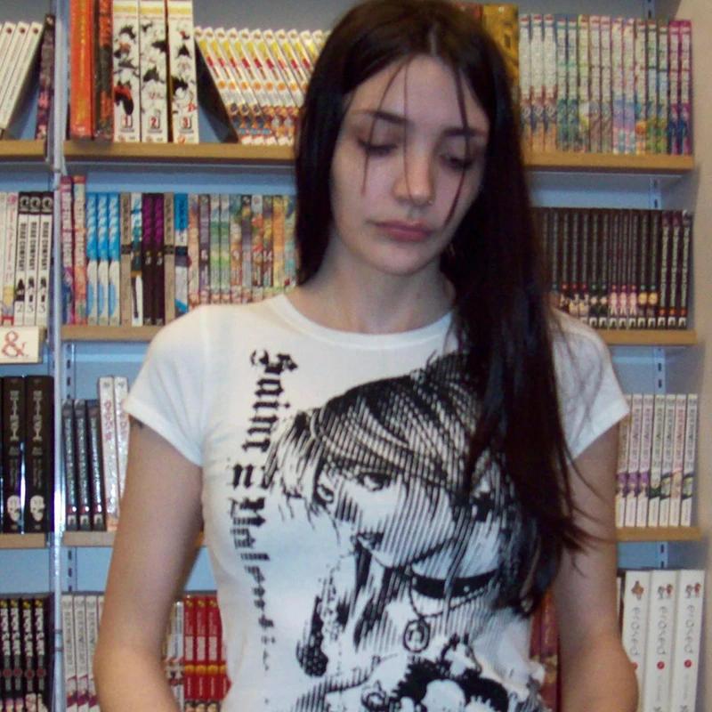 Y2k anime Streetwear col rond 90s texte impression hauts femmes Harajuku vêtements Simple Vintage T-