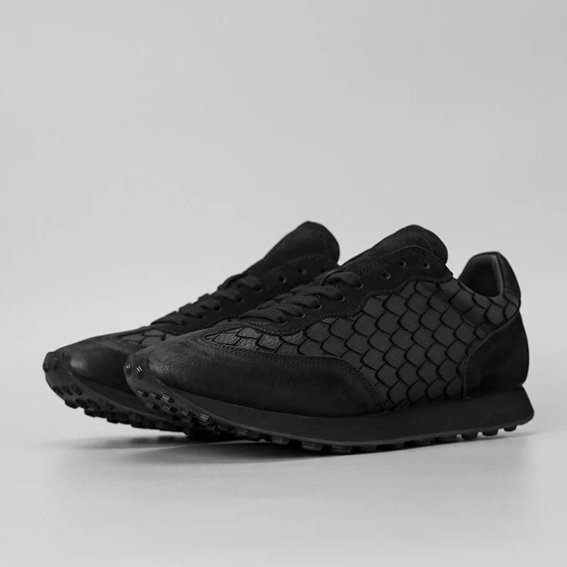 Chaussures de marche pour hommes en cuir de vache, motif écailles de dragon, tendance, en cuir vérit