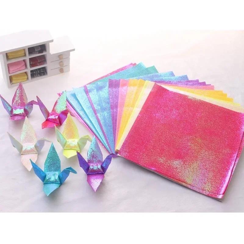 100 pièces papier pailleté scintillant brillant oiseau chanceux Origami brillant carré fait à la mai